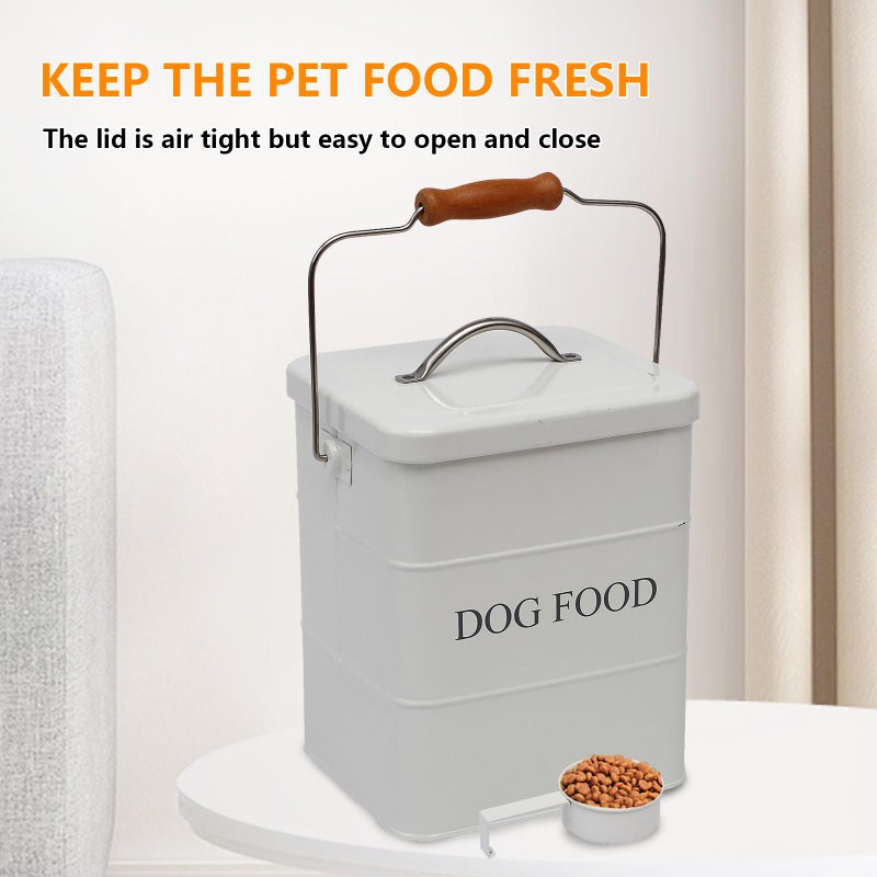 Morezi Dog Food Treat Storage Container with lid Scoop Included - Perfect Farmhouse Dog Food Bin for Kitchen Countertop, Shelf, Decoration Home - Dog Food - White - Image 5